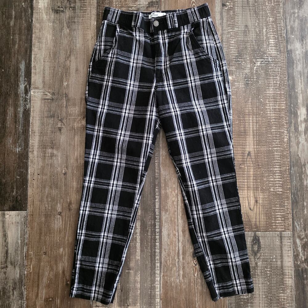 Hollister Black & White Ultra High-Rise Plaid Ankle Pants Size Small